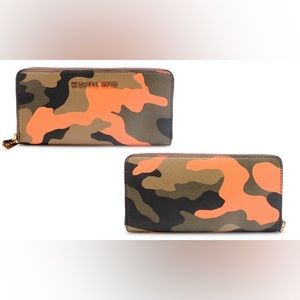 Michael Kors Jet Set Orange Camo Saffiano Continental Wallet
